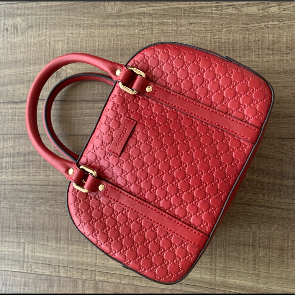 Gucci Microguccisima Red Leather Bag